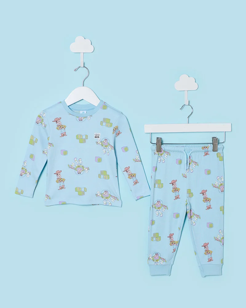 Redtag Infant Boys Blue Toy Story Printed 2 Piece Pyjama Set