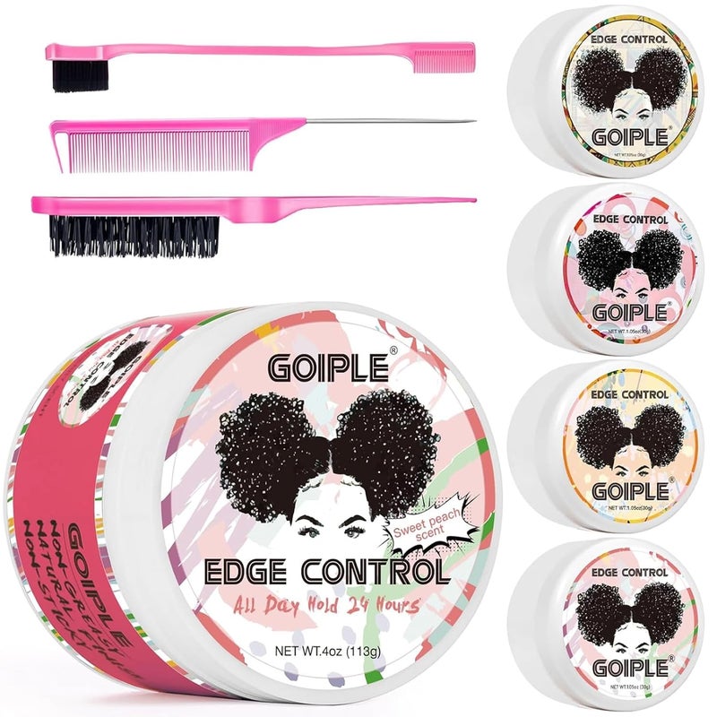 Goiple Edge Control Wax for Women Strong Hold Nongreasy Edge Smoother Mini Edge Control for Back Hair Edge Brush No Flaking Waterbased Edge Stay Gel Hair Gel Slick Back Wax for All Hair Types 8pcs