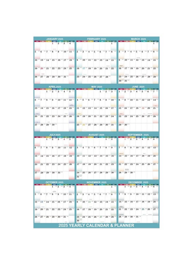 MaaIbok 2025 Yearly Wall Calendar - 2025 Wall Calendar, Yearly Wall Calendar 2025 From Jan. 2025 - Dec. 2025, Vertical, 22.8" X 34.4" (Open) - Bright Blue  - Image 1