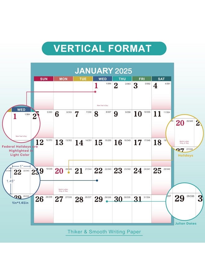 MaaIbok 2025 Yearly Wall Calendar - 2025 Wall Calendar, Yearly Wall Calendar 2025 From Jan. 2025 - Dec. 2025, Vertical, 22.8" X 34.4" (Open) - Bright Blue  - Image 3