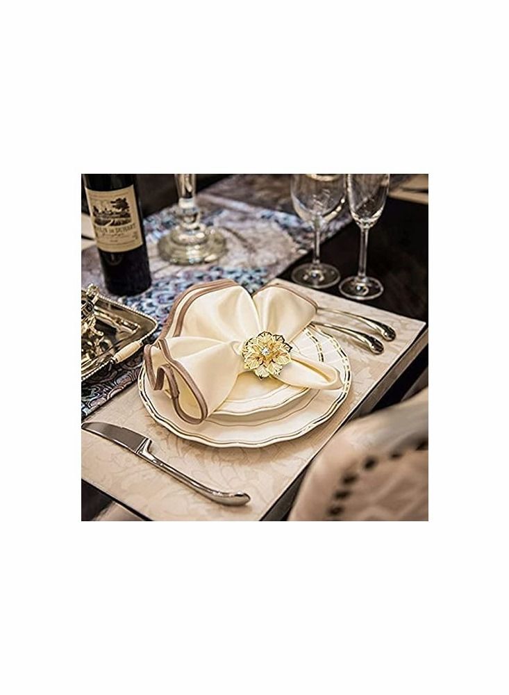 واي آند دي Hollow Out Metal Flower Napkin Ring Holder Set of 10(Flower-gold) - Image 2