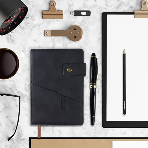 vfaejll Black A5 Lined Leather Journal Notebook for Men Women,5.9" X 8.4" Personalized Hardcover Journal with Pen,200 Pages 100 Gsm Thick Ruled Paper Daily Diary for School,Travel,Work,Writing - Image 3