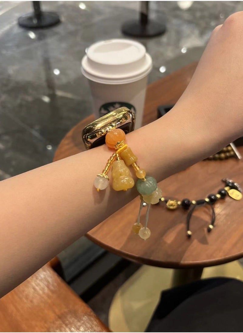 Pumpkin Agate Handmade Beaded Watch Band AppleWatch Pink Peach Suitable Apple Watch Band 7/8/9E 40mm - Image 2