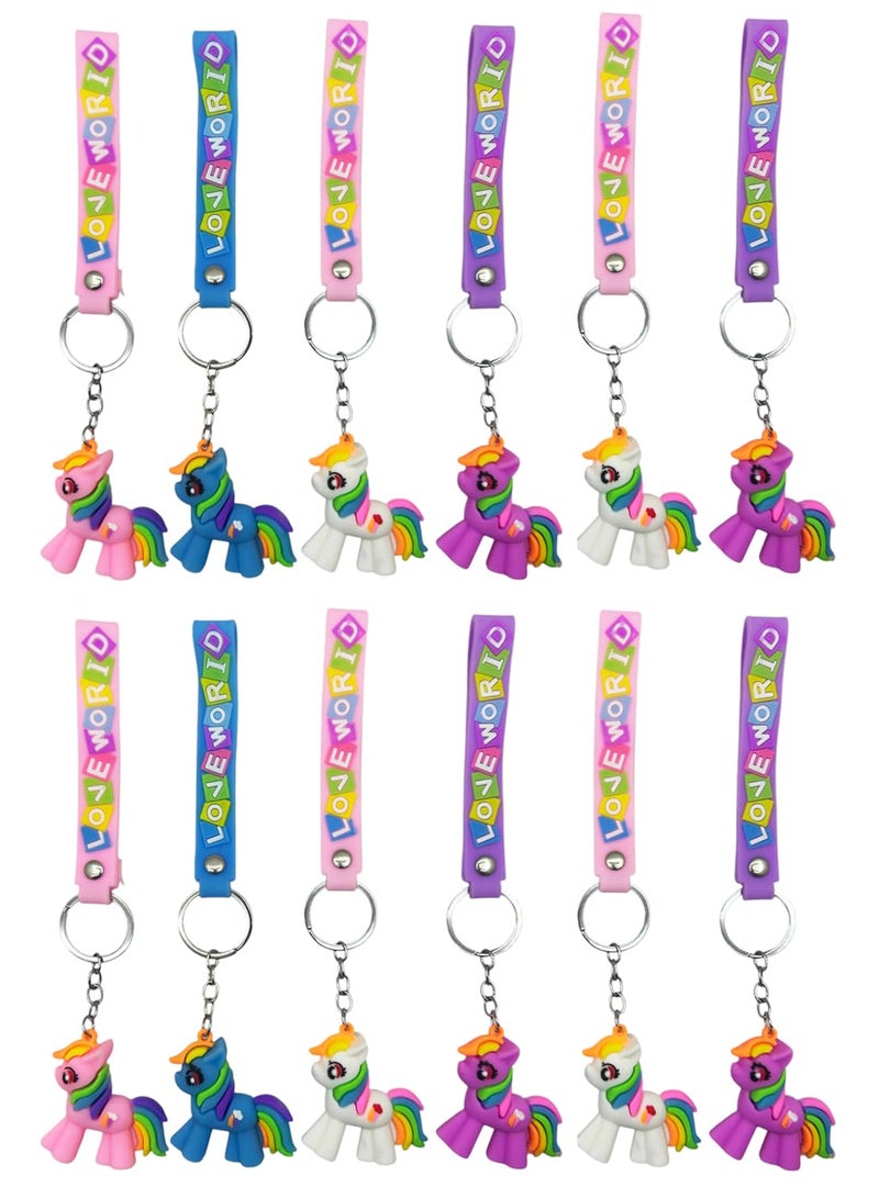 Asera Cartoon Keychains Keyrings for Kids Birthday Return Gifts Party Favors Take Away Gift (12 Pcs) - Image 1