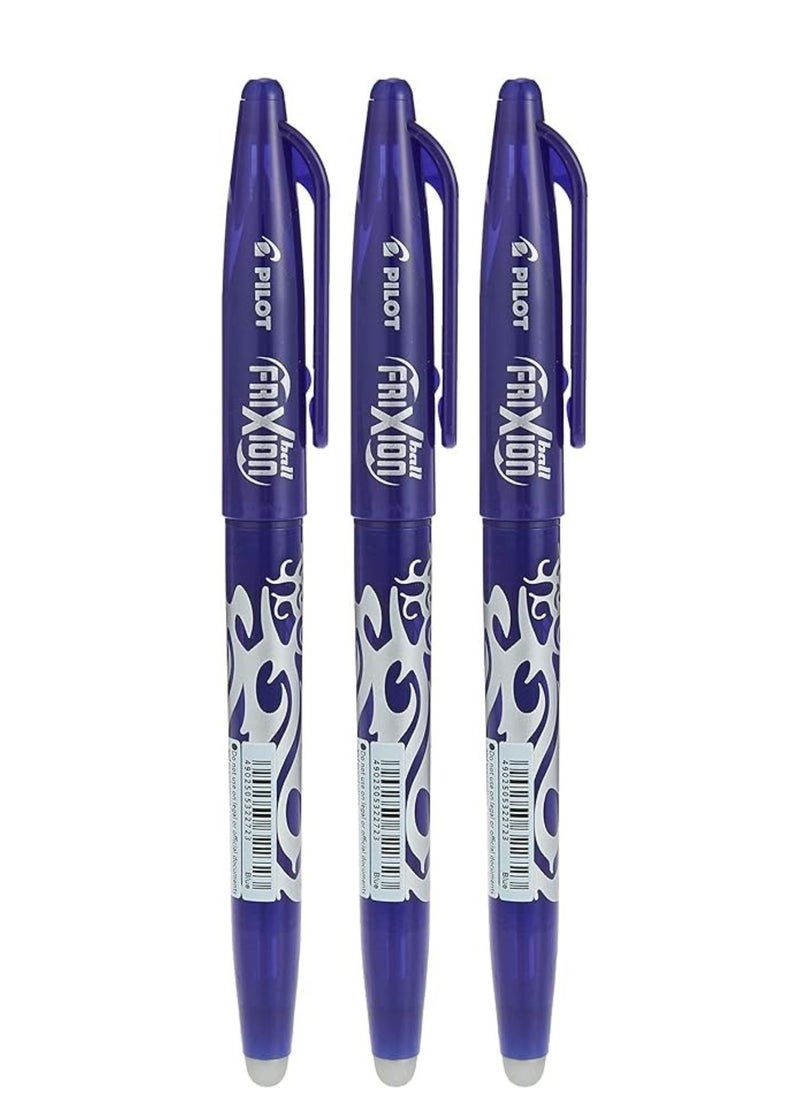 PILOT 3-Piece Frixion Erasable Ball Pen 0.7mm Tip Blue Ink  - Image 1