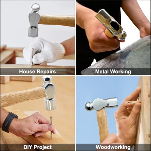 Zalaxt Mini Wooden Handle Round Head Hand Hammer, Reinforced Ball Hammer, Escape Tool for Prying Nails, Woodworking & Repairing - Image 4