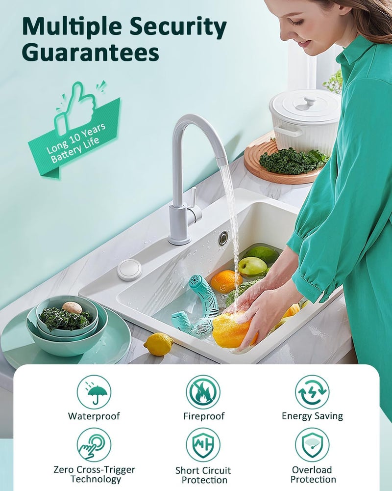 Hapythda Garbage Disposal Wireless Switch Kit, 15A/1500W, Remote Control Outlet, Air Switch Garbage Disposal Button, 500ft RF Range, No Drilling On Sink Top - Image 4
