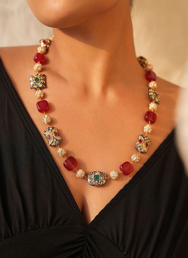 Binnis Wardrobe Gold-Plated Quartz Studded Necklace - Image 1