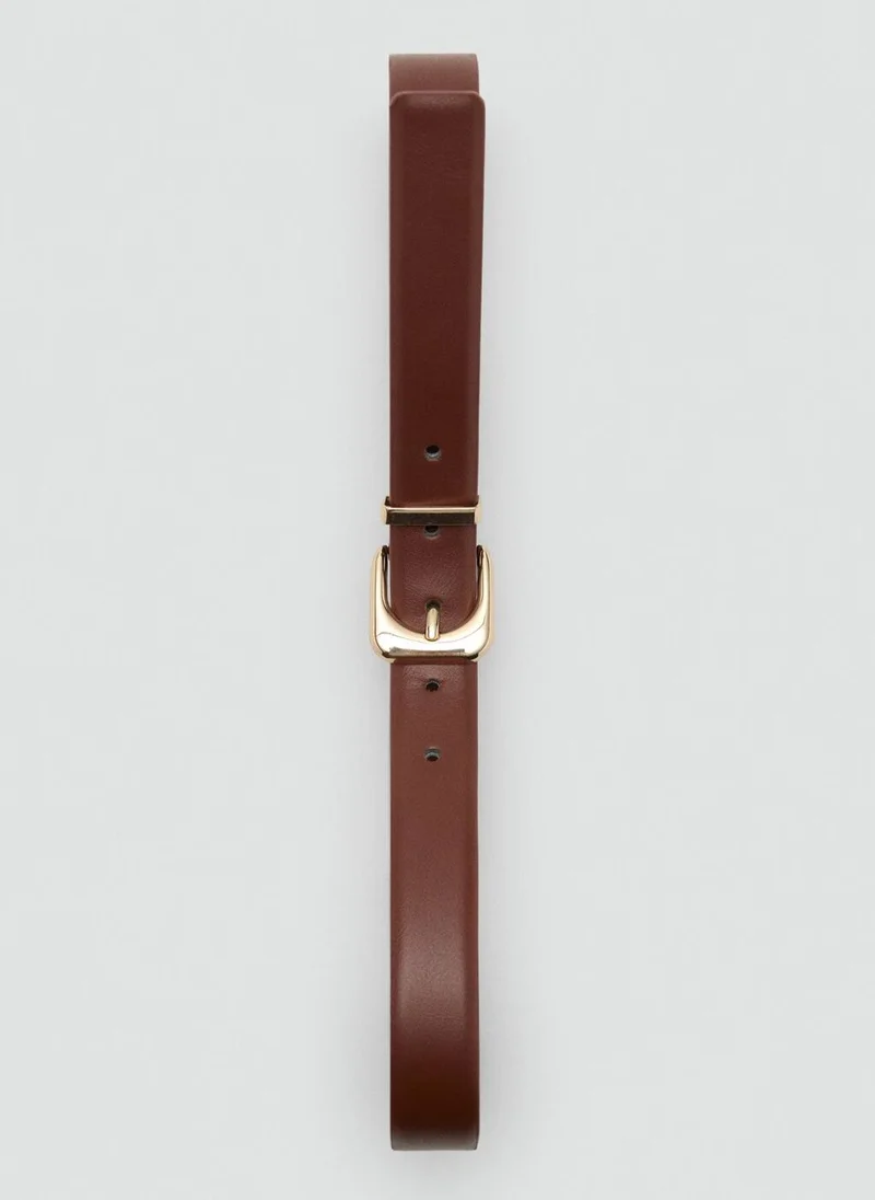 MANGO Leather Effect Belt With Buckle