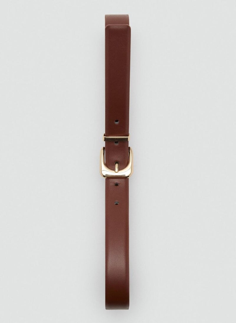 MANGO Leather Effect Belt With Buckle - Image 2
