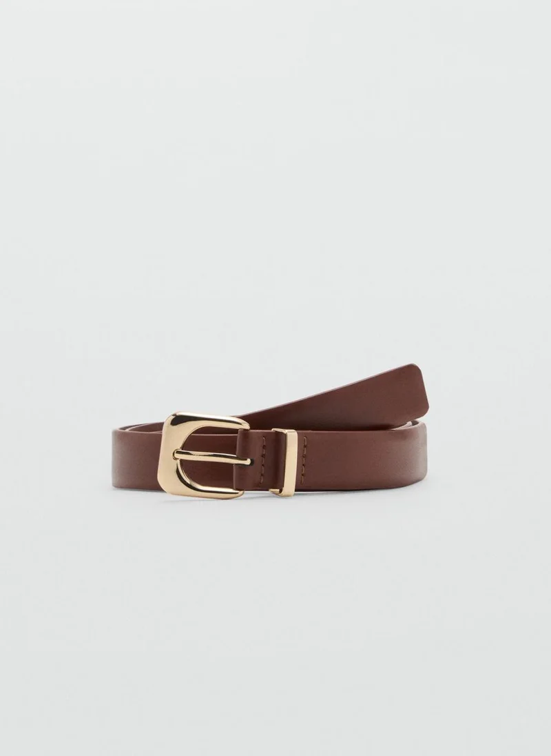 MANGO Leather Effect Belt With Buckle