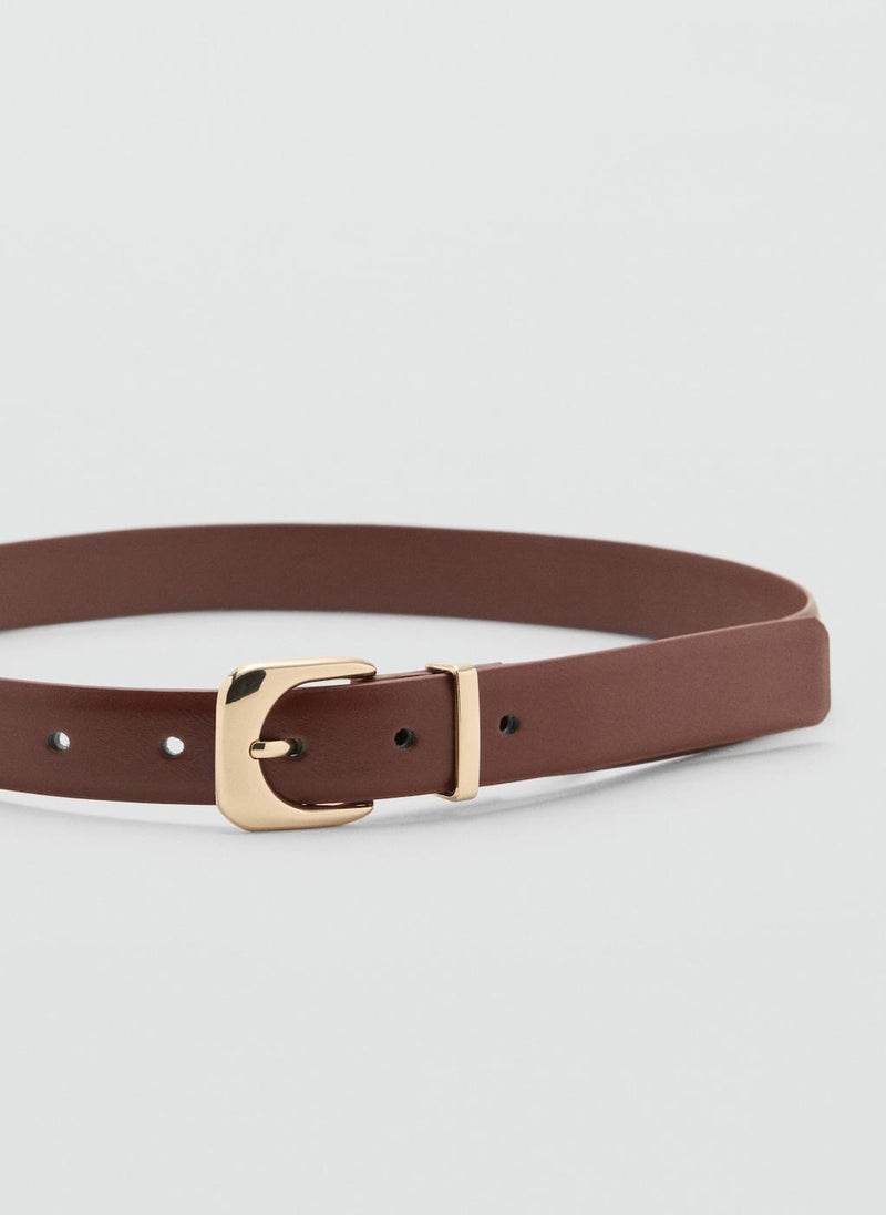 MANGO Leather Effect Belt With Buckle - Image 3