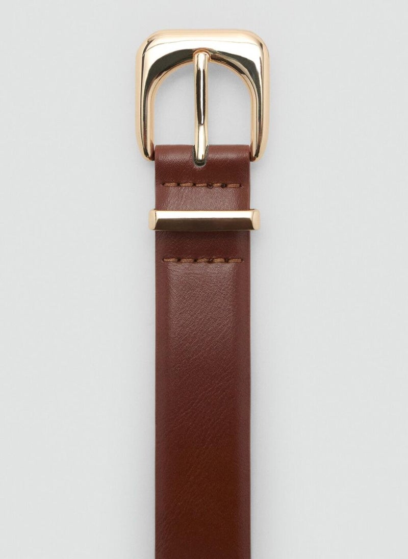 MANGO Leather Effect Belt With Buckle - Image 4