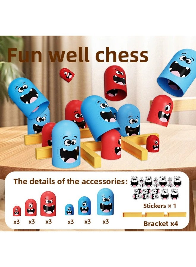 لعبة ماتريوشكا للأطفال من تيك تاك تو، لعبة تعليمية تفاعلية صغيرة، لعبة شطرنج مزدوجة وبطاقة