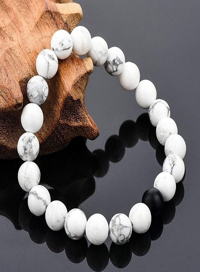 BEAUTIVIA Friend Relationship Couple Matching Bracelet Beads Multi Layer Tiple Protection Couple Bracelet Stone Black And White 2 Ppcs - Image 2