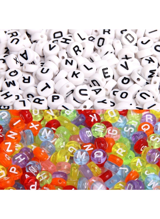 1900 Pieces 7 Colours Round Letter Beads Acrylic Alphabet Number Beads With 1 Roll Elastic Crystal String Cord For Jewellery Making Diy Necklace Bracelet 7X4Mm - Image 5