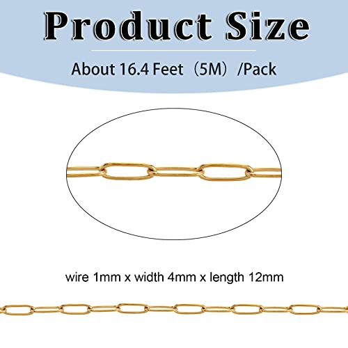 Andblue 164 Feet Necklace Chains for Jewelry Making Gold Plated Stainless Steel Chains Bulk for DIY Necklace Bracelet Pendant Supplies - Image 3