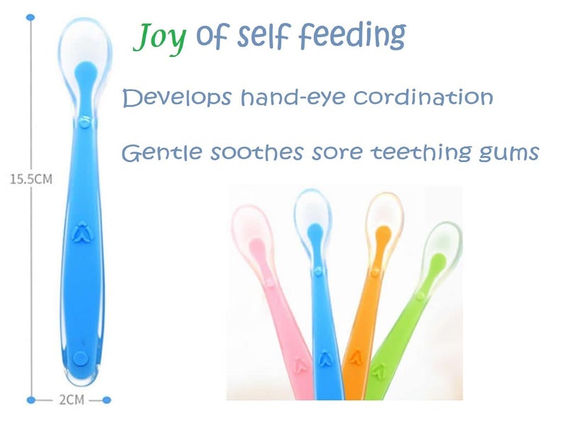 CUTEABLY Baby Feeding Spoon Ultra Care Soft tip and Easy Grip Silicone Baby Spoon Set, BPA-Free Silicone Spoon - Baby Led Weaning Spoon - Spoon Set for Kids,Silicone Spoon for Baby (2) - Image 2