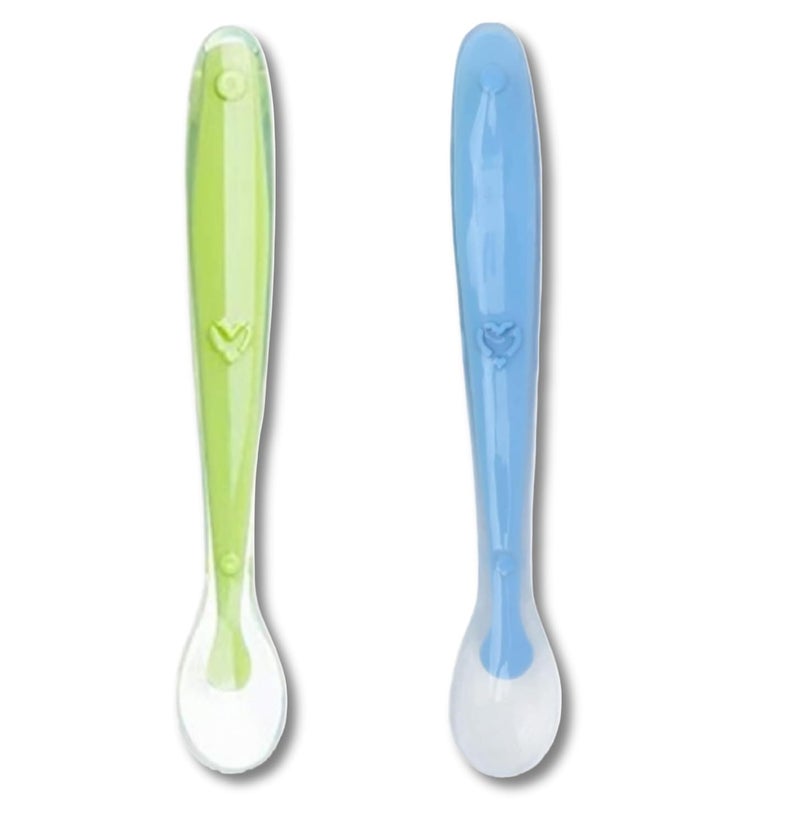 CUTEABLY Baby Feeding Spoon Ultra Care Soft tip and Easy Grip Silicone Baby Spoon Set, BPA-Free Silicone Spoon - Baby Led Weaning Spoon - Spoon Set for Kids,Silicone Spoon for Baby (2) - Image 1