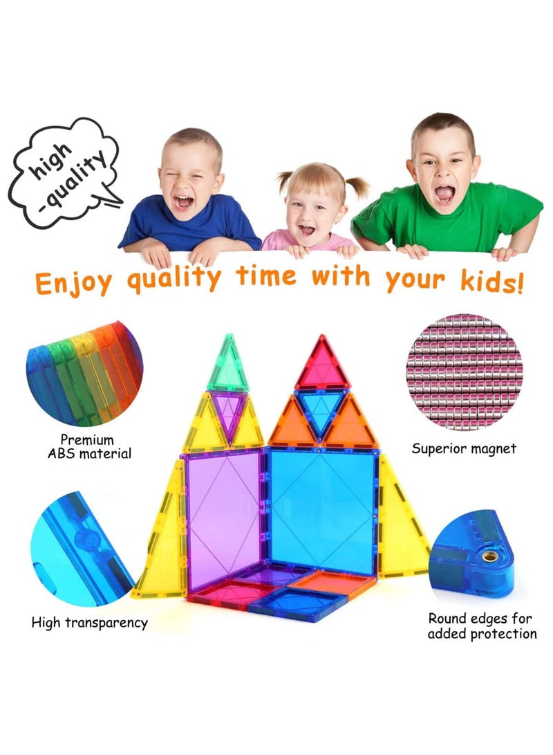 Cuqup 108 Piece Super Strong Magnetic Tiles Set, STEM Magnetic 108pcs Building Blocks Construction, Educational Toy for Early Development & Learning Activity, Best Gift for 3 4 5 6 Year Boys Girls - Image 4