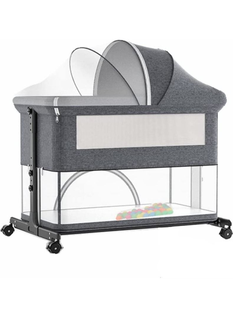 Cool Baby COOLBABY 5 in 1 cradle rocking chair co-sleeping portable bed, crib, cradle bed, game bed, foldable travel cot, with mosquito net and mattress - Image 1