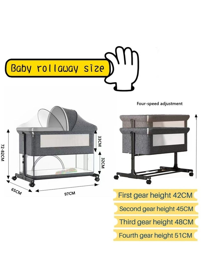 Cool Baby COOLBABY 5 in 1 cradle rocking chair co-sleeping portable bed, crib, cradle bed, game bed, foldable travel cot, with mosquito net and mattress - Image 5