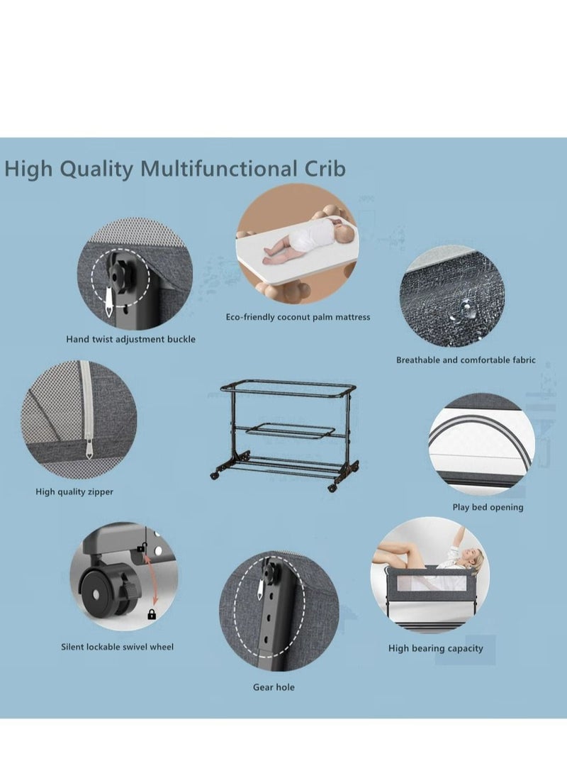 Cool Baby COOLBABY 5 in 1 cradle rocking chair co-sleeping portable bed, crib, cradle bed, game bed, foldable travel cot, with mosquito net and mattress - Image 4