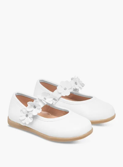 Barefeet Girls Floral Accent Mary Jane Shoes with Hook and Loop Closure