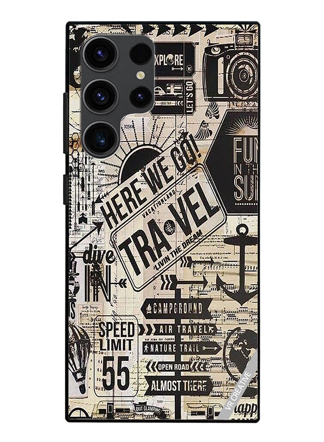 VR CREATIVE Protective Case Cover For Samsung Galaxy S24 Ultra Here We Go Travel Design Multicolour - Image 1