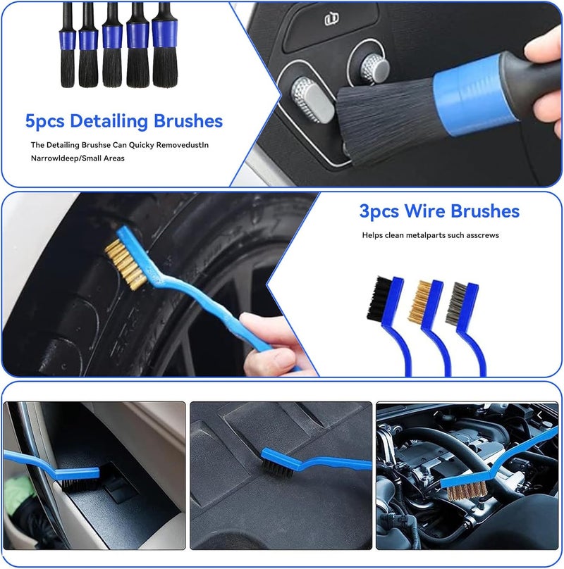 Vurlexat 34pcs Car Cleaning Kit with Microfibre Cloths and Detailing Brushes - Image 3