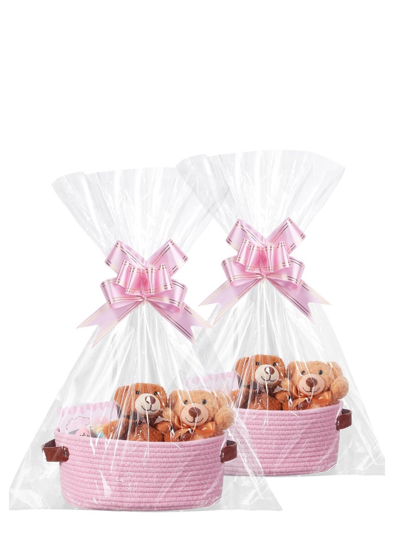 Gift Basket with Gift Bags and Ribbons, 12 X 8 X 5 Inch Durable Empty Basket for Gifts, with Handles, DIY Basket Gift Set - Image 1