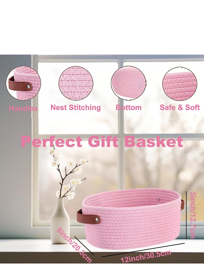 Gift Basket with Gift Bags and Ribbons, 12 X 8 X 5 Inch Durable Empty Basket for Gifts, with Handles, DIY Basket Gift Set - Image 2