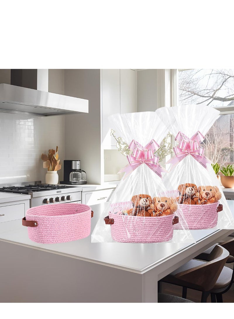 Gift Basket with Gift Bags and Ribbons, 12 X 8 X 5 Inch Durable Empty Basket for Gifts, with Handles, DIY Basket Gift Set - Image 3