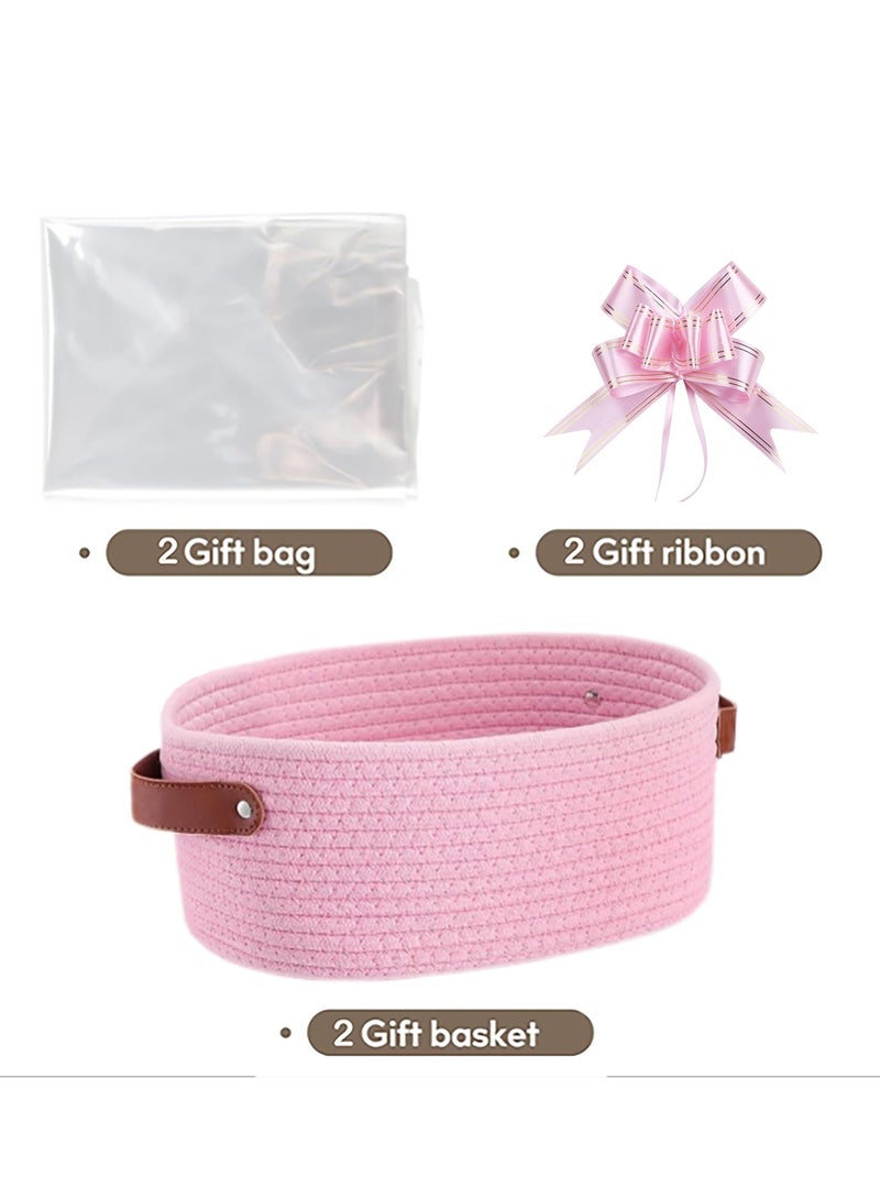 Gift Basket with Gift Bags and Ribbons, 12 X 8 X 5 Inch Durable Empty Basket for Gifts, with Handles, DIY Basket Gift Set - Image 4