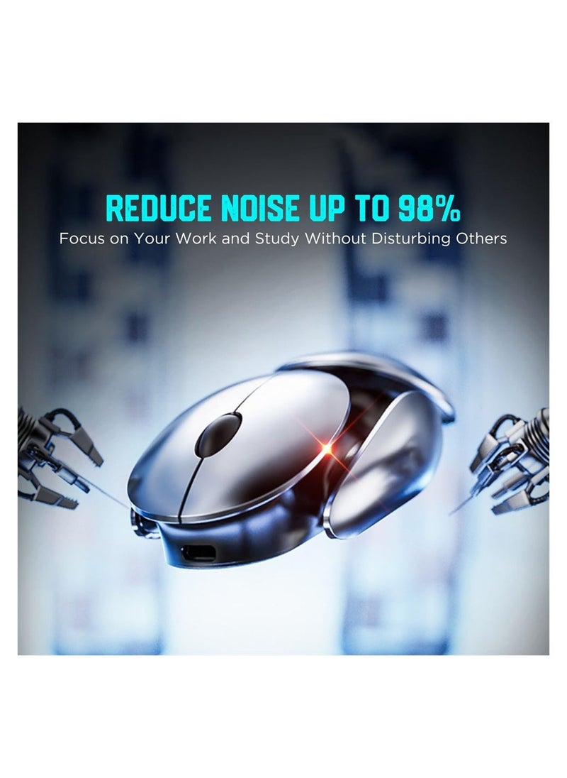 Wireless Mouse, Rechargeable Ergonomic Silent Mice with 2.4G USB Receiver, 5 Adjustable DPI Levels, Mecha Style Mouse Wireless for Laptop Computer Mac MacBook, Silver - Image 5