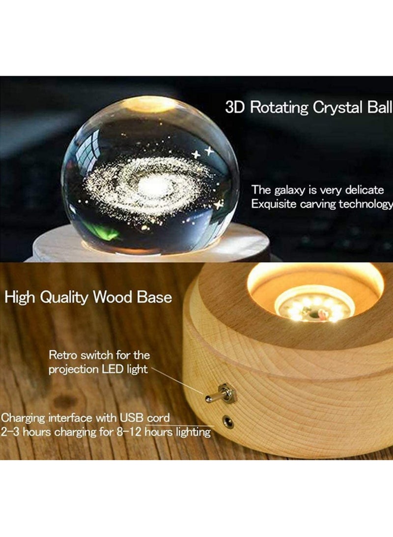 3D Crystal Ball Music Box with LED Projection Rotating Galaxy Light Wood Base Romantic Gift for Birthday  Valentine s Day Adults Kids Women Home Decor  - Image 5