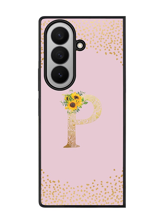 Stylizedd For Samsung Galaxy Z Fold7 Case,Slim fit Camera Protection, Shockproof Thin Phone cover  - Custom Floral Monogram - P  (Pink )