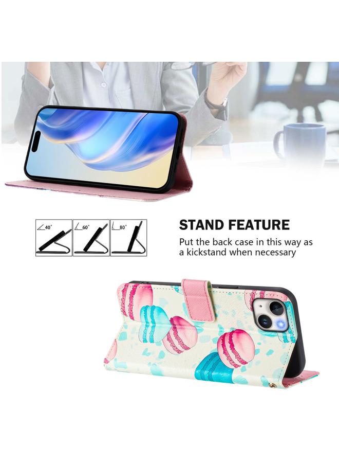 S-TOP Case For iPhone 15 Art Colored Drawing Pattern Leather Phone Case - Image 3