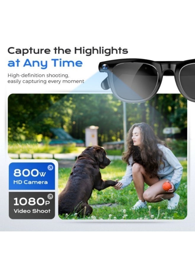 Domars AI Smart Glasses for Men Women,8MP 2K HD Camera Glasses,AI Voice Control,AI Photo Recognition,Real-Time Translation,Smart Sunglasses with Bluetooth Call,IP67 Waterproof for Driving,Outdoor Black - Image 4