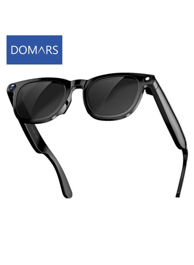 Domars AI Smart Glasses for Men Women,8MP 2K HD Camera Glasses,AI Voice Control,AI Photo Recognition,Real-Time Translation,Smart Sunglasses with Bluetooth Call,IP67 Waterproof for Driving,Outdoor Black - Image 1