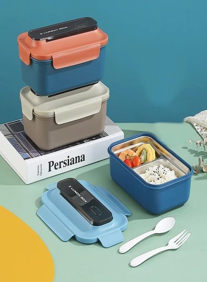 YONIMI Stainless Steel Food Storage Containers with Lid, Reusable, Meal Prep Rectangular Airtight Lunch Box, BPA Free & Leak Proof Snack Boxes for Salad, Leftovers (Blue) - Image 3