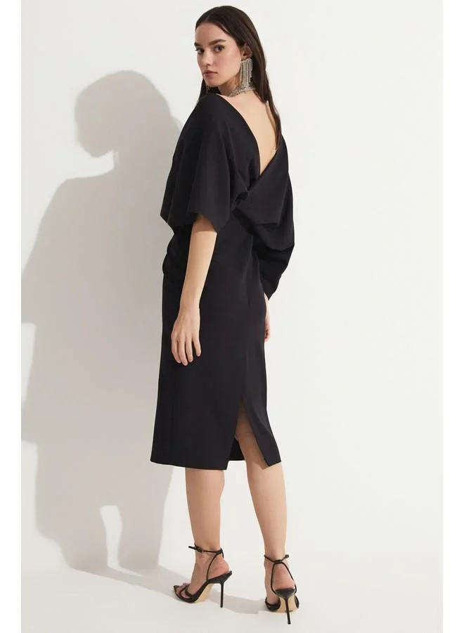 JUNE Off-Shoulder Black Dress