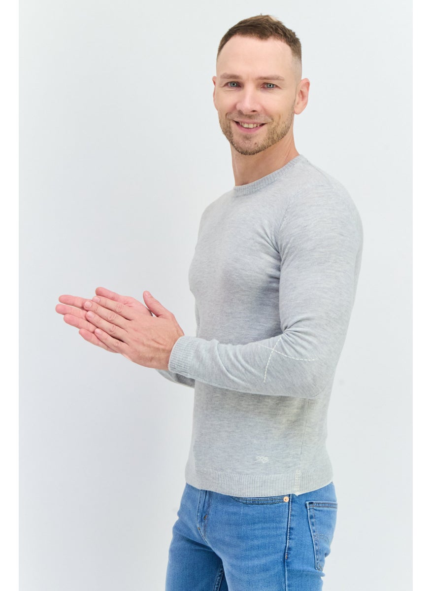 Sorbino Men Crew Neck Long Sleeves Heather Sweater, Grey  - Image 2
