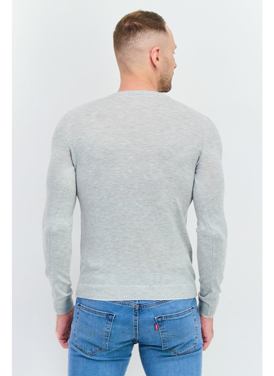 Sorbino Men Crew Neck Long Sleeves Heather Sweater, Grey  - Image 3
