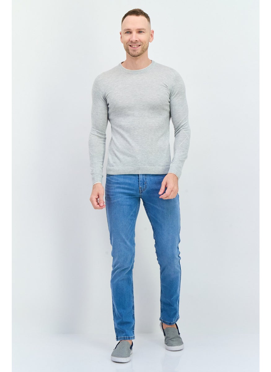 Sorbino Men Crew Neck Long Sleeves Heather Sweater, Grey  - Image 4