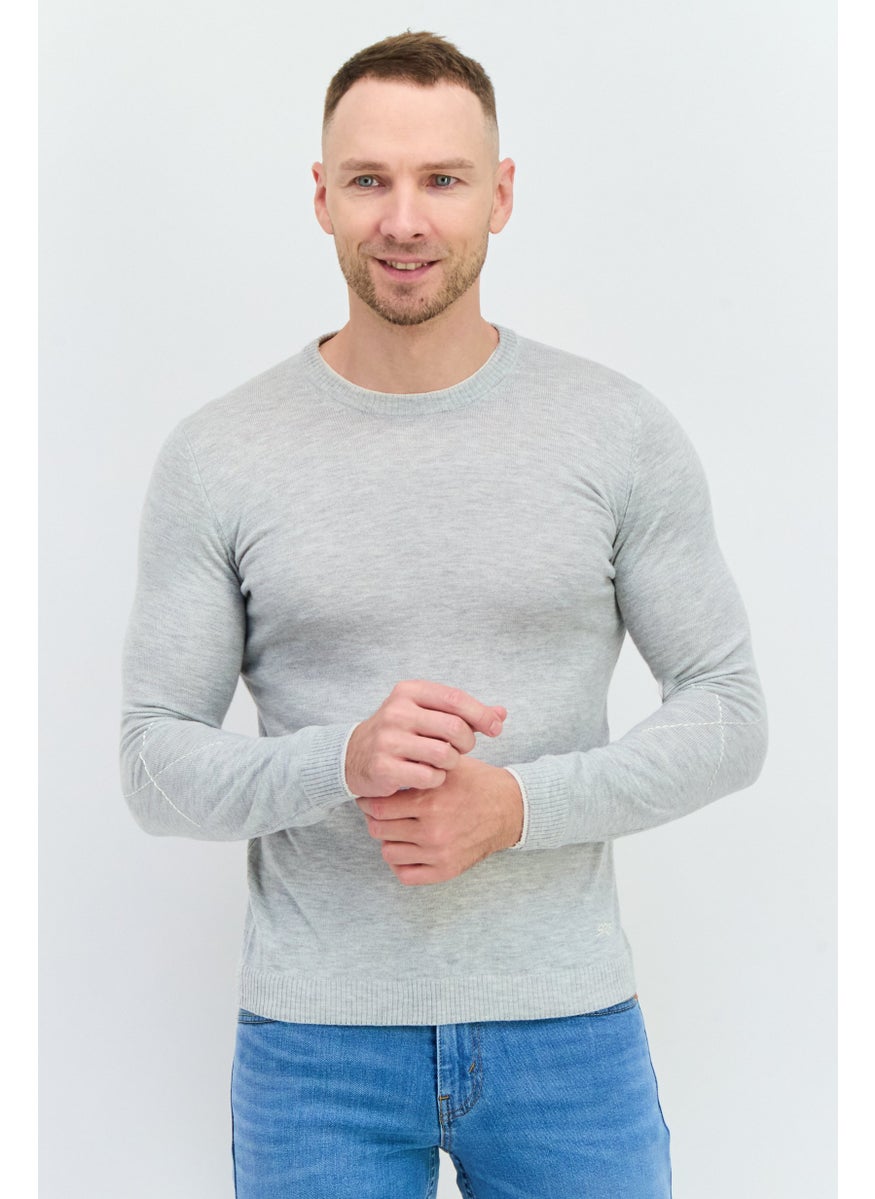 Sorbino Men Crew Neck Long Sleeves Heather Sweater, Grey  - Image 1