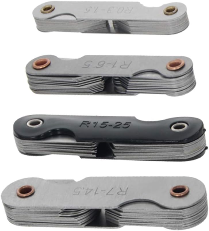 Utoolmart 4 Pack R0.3-1.5/ R1-6.5/ R7-14.5/ R15-25 Radius Gauge Set, Stainless Steel Radius Fillet Gage Portable Concave Convex Measuring Tool for Tool and Die Makers Check - Image 1