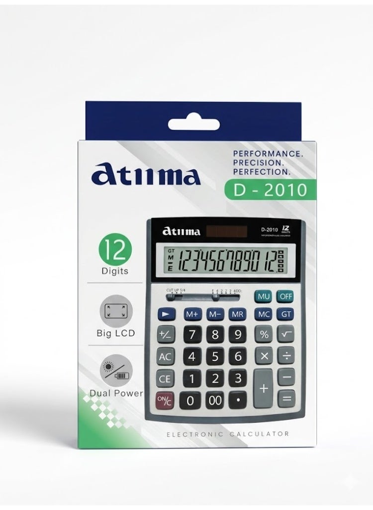 آلة حاسبة مكتبية بشاشة عرض 12 رقمًا تصميم كبير الحجم بشاشة واضحة تعمل بالطاقة الشمسية. آلة حاسبة احترافية وعملية مصممة للاستخدام اليومي في المكاتب والمتاجر والمؤسسات التعليمية، توفر الراحة والمتانة والأداء الموثوق. - Image 2