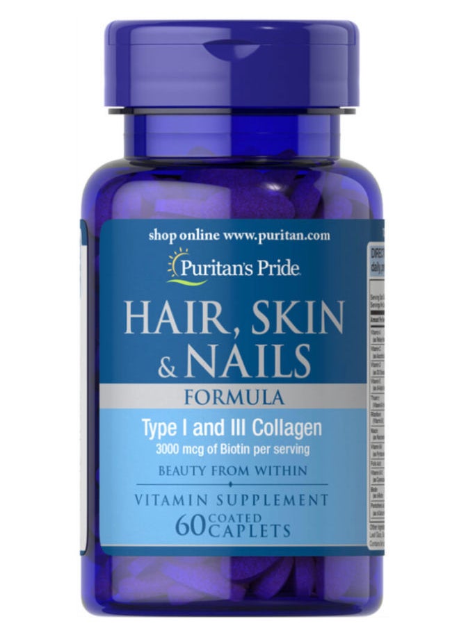 Puritan's Pride Hair, Skin & Nails Formula 60 Caplets  - Image 1