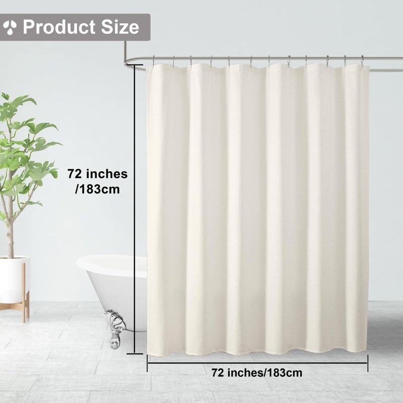 OVZME Berry Cream Shower Curtain  Embossed Textured Fabric Shower Curtain for Bathroom - Soft Cloth & Hotel Spa Luxury  Water Repellent  Machine Washable Shower Curtain  72X72  Cream - Image 3